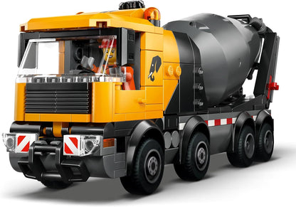 LEGO City Cement Mixer Truck Toy - Educational Construction Site Vehicle Model w/ 3 Minifigures, Rotating Drum & Pouring Function - Birthday Gift Idea for 7+ Year Old Boys - 60478