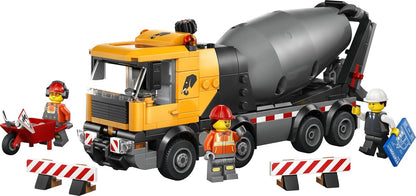 LEGO City Cement Mixer Truck Toy - Educational Construction Site Vehicle Model w/ 3 Minifigures, Rotating Drum & Pouring Function - Birthday Gift Idea for 7+ Year Old Boys - 60478