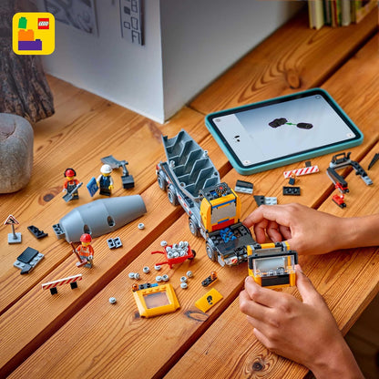 LEGO City Cement Mixer Truck Toy - Educational Construction Site Vehicle Model w/ 3 Minifigures, Rotating Drum & Pouring Function - Birthday Gift Idea for 7+ Year Old Boys - 60478