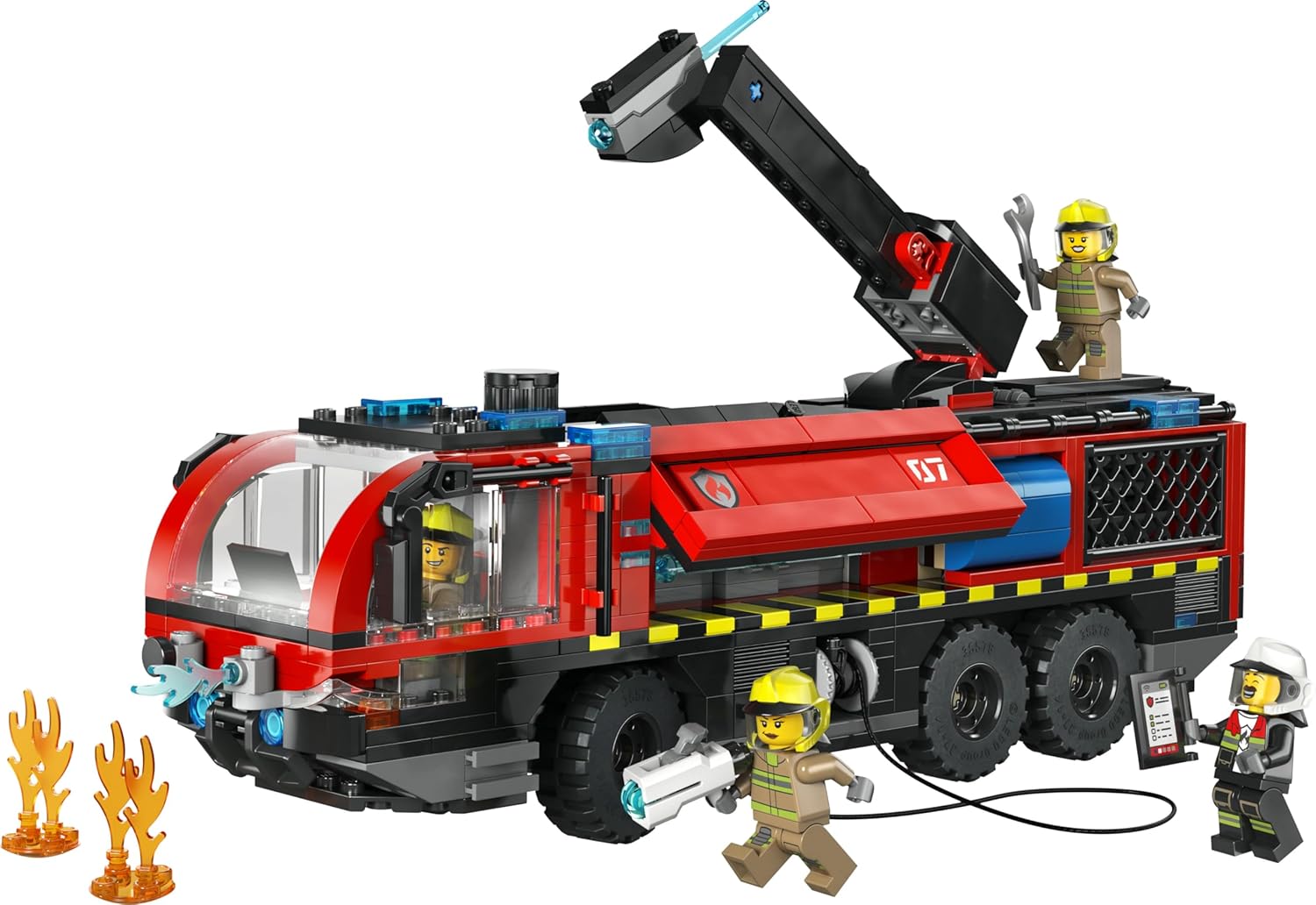 LEGO City Airport Fire Engine Truck Toy - Emergency Vehicle Model Kit w/ 4 Firefighter Minifigures - Birthday Gift Idea for 7+ Year Old Boys & Engineering Fans - 60499