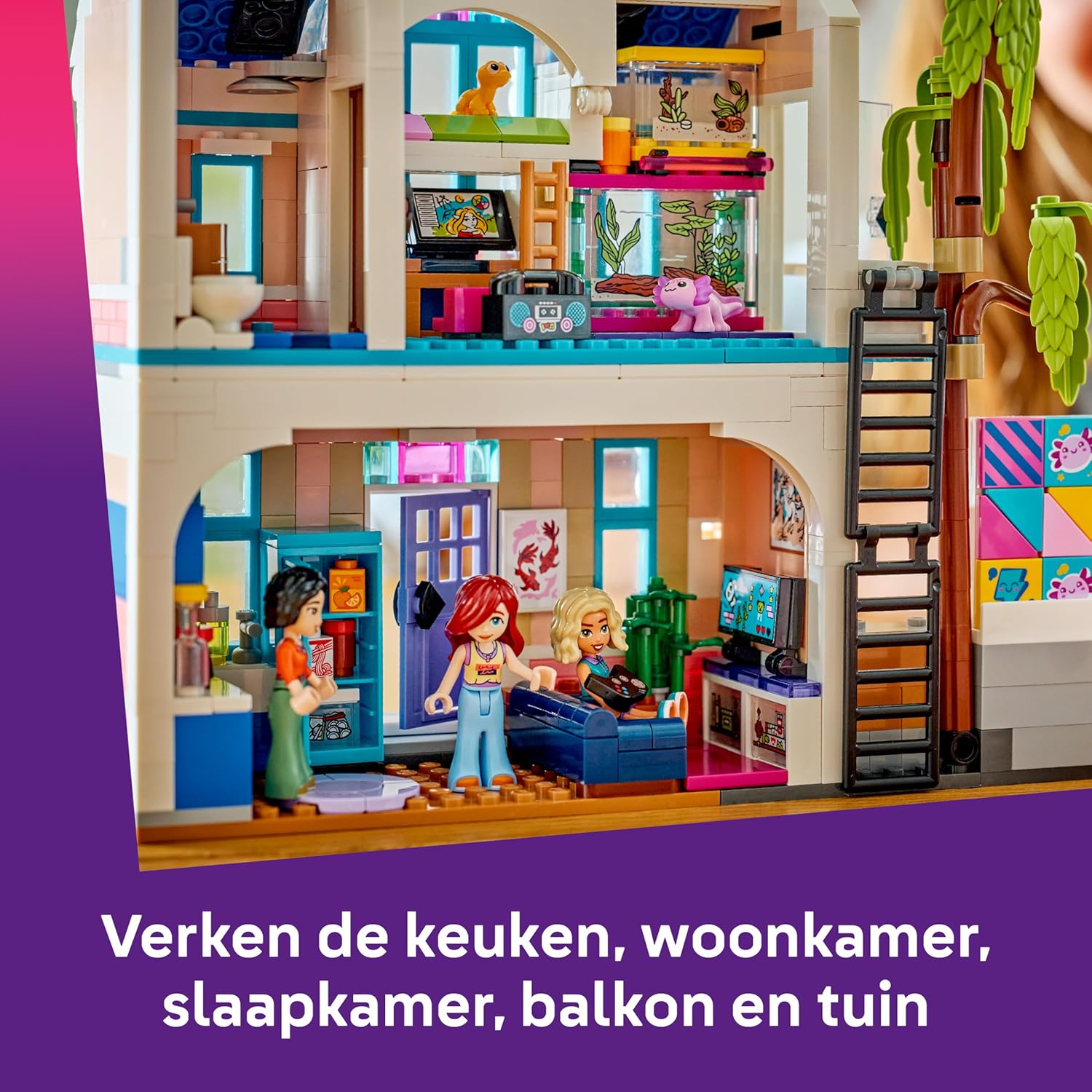 LEGO Friends Liann's Family House Toy - Miniature Set incl. a Garden, 4 Mini Dolls, Pet Axolotl & Gecko Animal Figures and Accessories - Birthday Gift for 7+ Year Old Girls - 42687