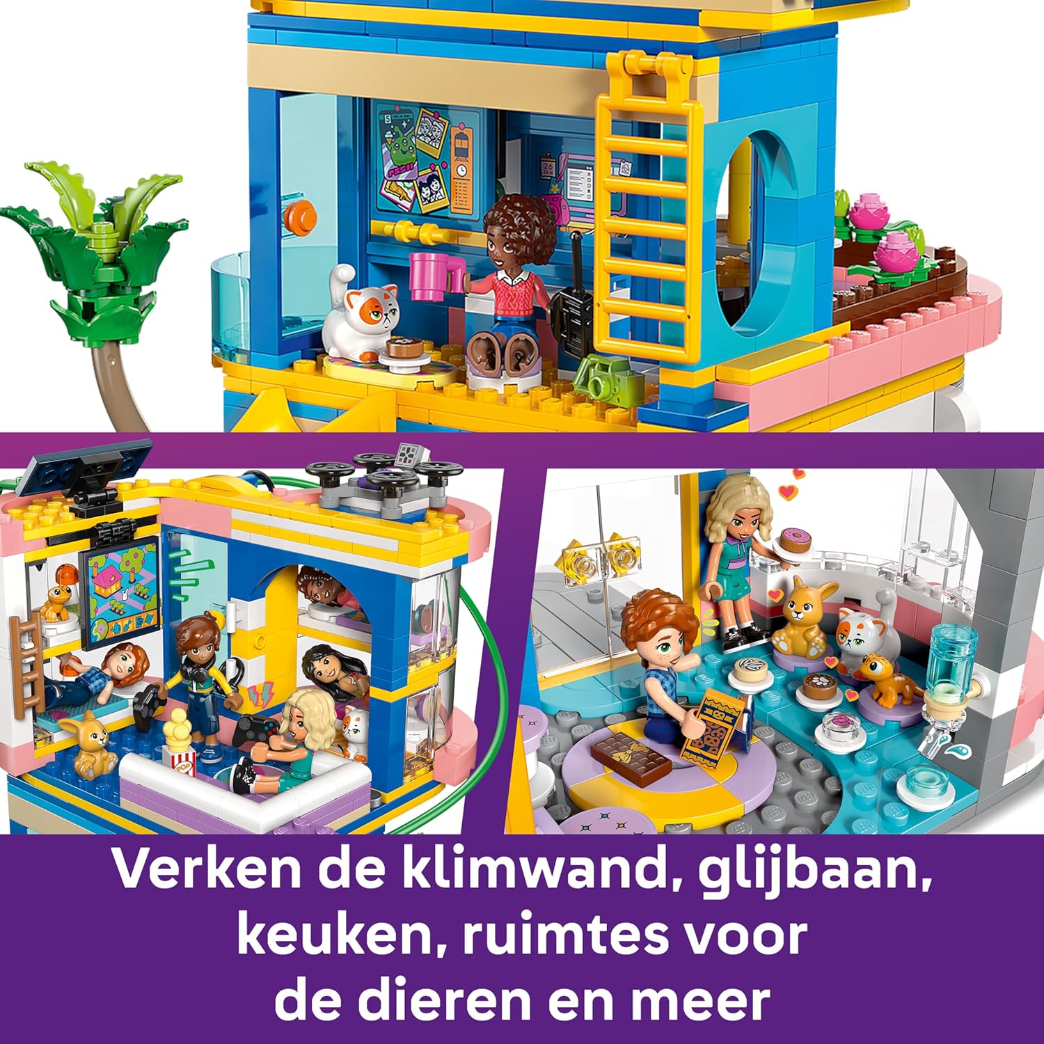 LEGO Friends Heartlake City Friends Club House Toy - Miniature Set incl. 5 Mini Dolls, 3 Pet Animal Figures incl. Toy Cat & Accessories - Birthday Gift for 8+ Year Old Girls - 42689