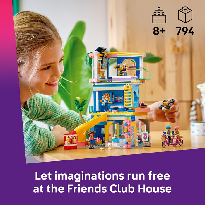LEGO Friends Heartlake City Friends Club House Toy - Miniature Set incl. 5 Mini Dolls, 3 Pet Animal Figures incl. Toy Cat & Accessories - Birthday Gift for 8+ Year Old Girls - 42689