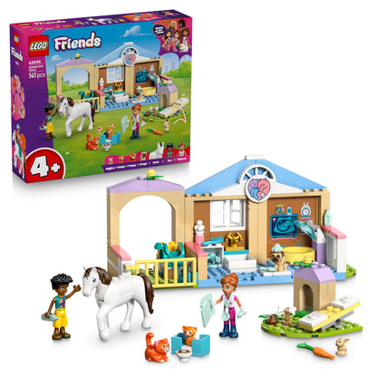 LEGO Friends Animal Vet Clinic - Educational Toy w/a Horse Stable, 2 Mini Dolls, Pet Dog, Bunny & Cat Figures Plus Accessories - Birthday Gift for 4+ Year Old Girls - 42696