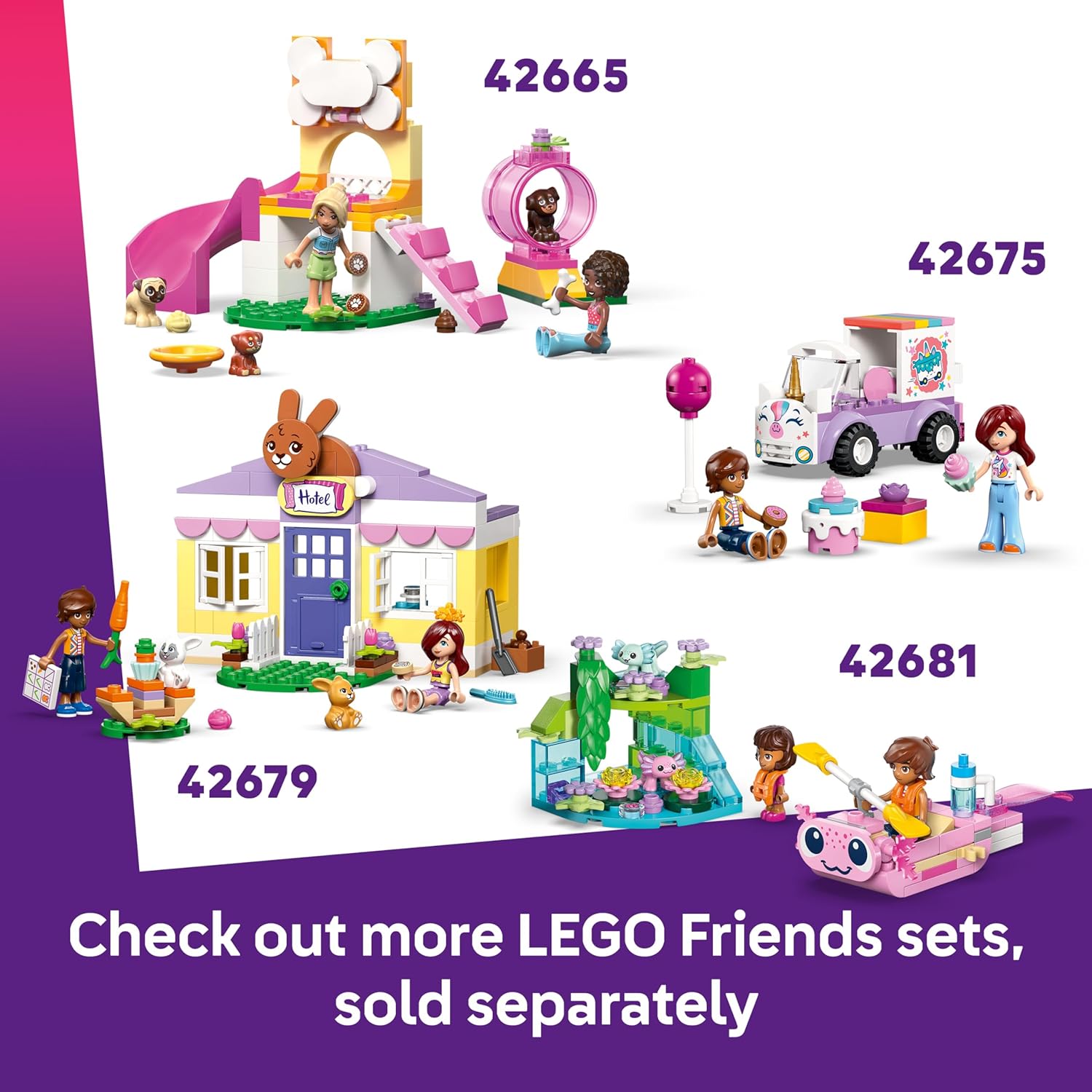 LEGO Friends Animal Vet Clinic - Educational Toy w/a Horse Stable, 2 Mini Dolls, Pet Dog, Bunny & Cat Figures Plus Accessories - Birthday Gift for 4+ Year Old Girls - 42696