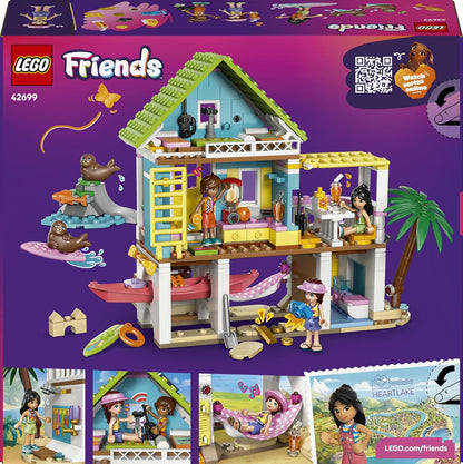 LEGO Friends Beach House with Seals - Miniature Toy Set w/ 3 Mini Dolls, 2 Sea Animal Figures and Accessories incl. Surfboard & Kayak - Birthday Gift for 7+ Year Old Girls - 42699