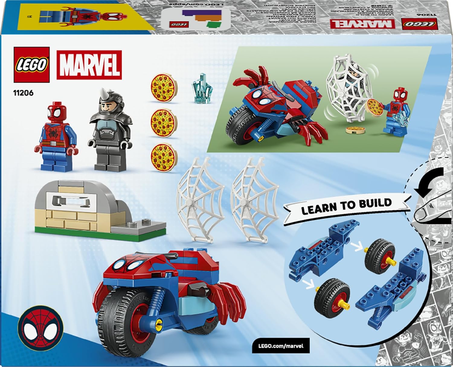 LEGO ǀ Marvel Spidey on his Motorcycle vs. Rhino - SuperHero Toy w/a Motorbike & 2 Minifigures - Gift for 4+ Year Old Boys and Fans of the Spidey and his Amazing Friends Show - 11206