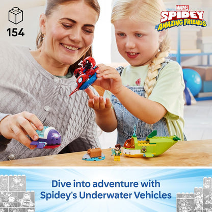 LEGO ǀ Marvel Spidey: Underwater Vehicles - SuperHero Toy w/ 3 Submarines & 3 Minifigures - Gift for 4+ Year Old Boys and Fans of the Spidey and his Amazing Friends Show - 11207