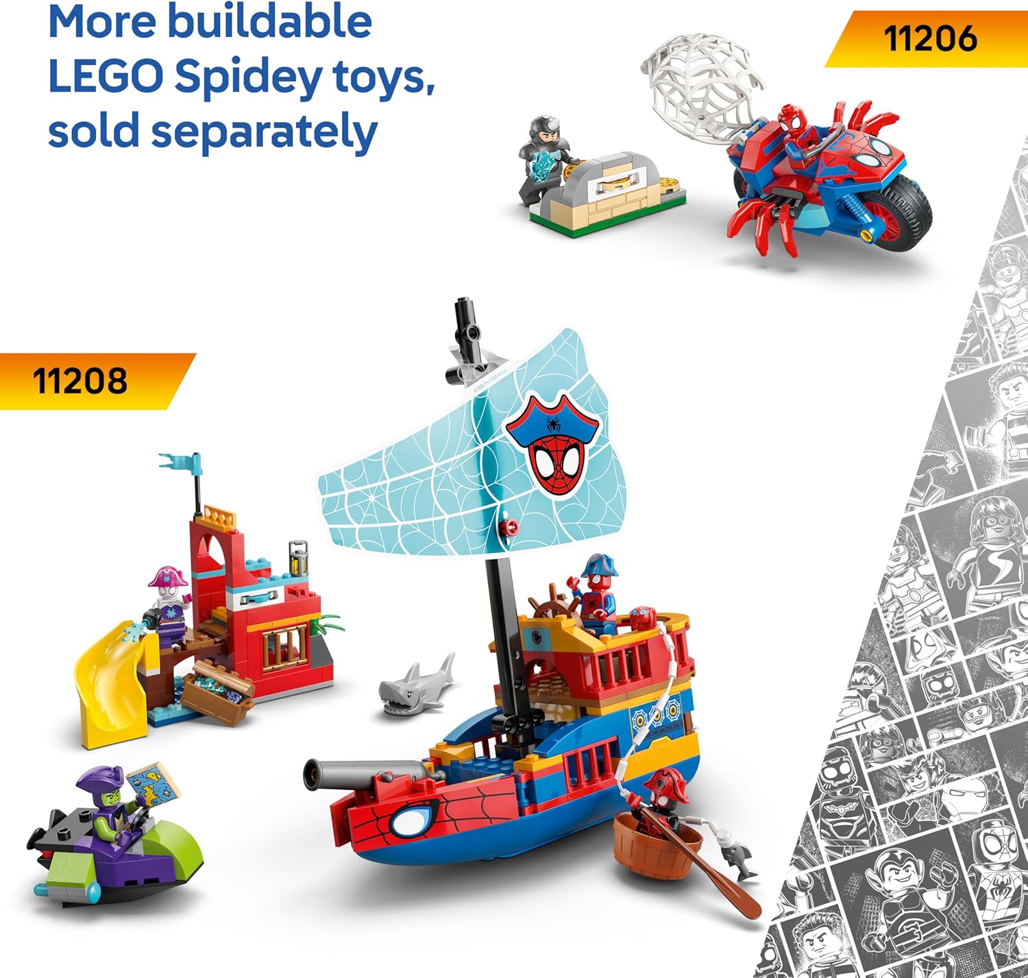 LEGO ǀ Marvel Spidey: Underwater Vehicles - SuperHero Toy w/ 3 Submarines & 3 Minifigures - Gift for 4+ Year Old Boys and Fans of the Spidey and his Amazing Friends Show - 11207