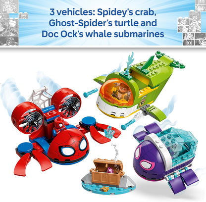 LEGO ǀ Marvel Spidey: Underwater Vehicles - SuperHero Toy w/ 3 Submarines & 3 Minifigures - Gift for 4+ Year Old Boys and Fans of the Spidey and his Amazing Friends Show - 11207