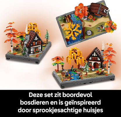 LEGO Icons Autumn Cottage Garden - Miniature Building Set for Adults - Display Model Kit w/a House, 4 Trees, Animal Figures & Flowers - DIY Room Decor - Gift Idea - 11372