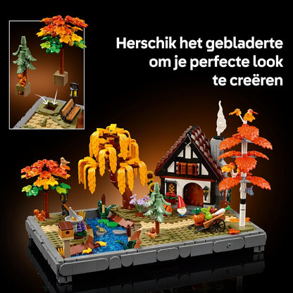 LEGO Icons Autumn Cottage Garden - Miniature Building Set for Adults - Display Model Kit w/a House, 4 Trees, Animal Figures & Flowers - DIY Room Decor - Gift Idea - 11372