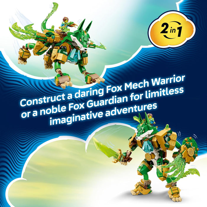 LEGO DREAMZzz 2in1 Fox Guardian Mech Toy - Action Figure Transforms into a Fox Warrior - incl. 3 Minifigures & a Collectible Green Treasure Creature - Gift for 9+ Year Old Boys - 71508