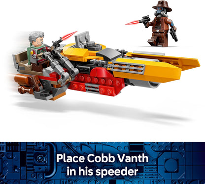 LEGO Star Wars 75437 Cobb Vanth's Speeder Toy - incl. Cobb Vanth & Cad Bane Minifigures, plus Blasters & a Jetpack - Gift for 7+ Year Old Boys and The Mandalorian Fans