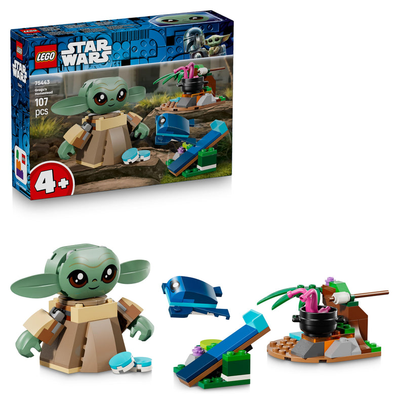 LEGO 75443 Star Wars Grogu's Homestead - Building Toy w/a Grogu Figure & Sorgan Frog, a Catapult & Blue Macarons - Gift for 4+ Year Old Boys, Girls & The Mandalorian Fans