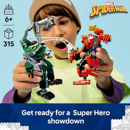 LEGO | Marvel Mech Battle: Spider-Man vs. Doc Ock - Superhero Toy w/ 2 Action Figures, 3 Minifigures, Stud Shooters & Spider Slings - Gift for 6+ Year Old Boys - 76338