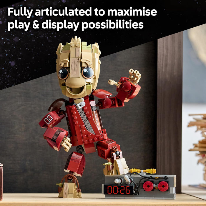 LEGO | Marvel Ravager Jumpsuit Groot Figure - Collectible Superhero Toy - Cute Desk or Bedroom Decor Idea - Birthday Gift for 10+ Year Old Boys & Fans - 76341