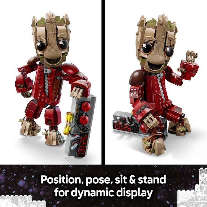 LEGO | Marvel Ravager Jumpsuit Groot Figure - Collectible Superhero Toy - Cute Desk or Bedroom Decor Idea - Birthday Gift for 10+ Year Old Boys & Fans - 76341