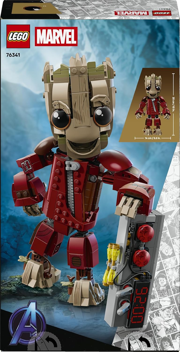 LEGO | Marvel Ravager Jumpsuit Groot Figure - Collectible Superhero Toy - Cute Desk or Bedroom Decor Idea - Birthday Gift for 10+ Year Old Boys & Fans - 76341