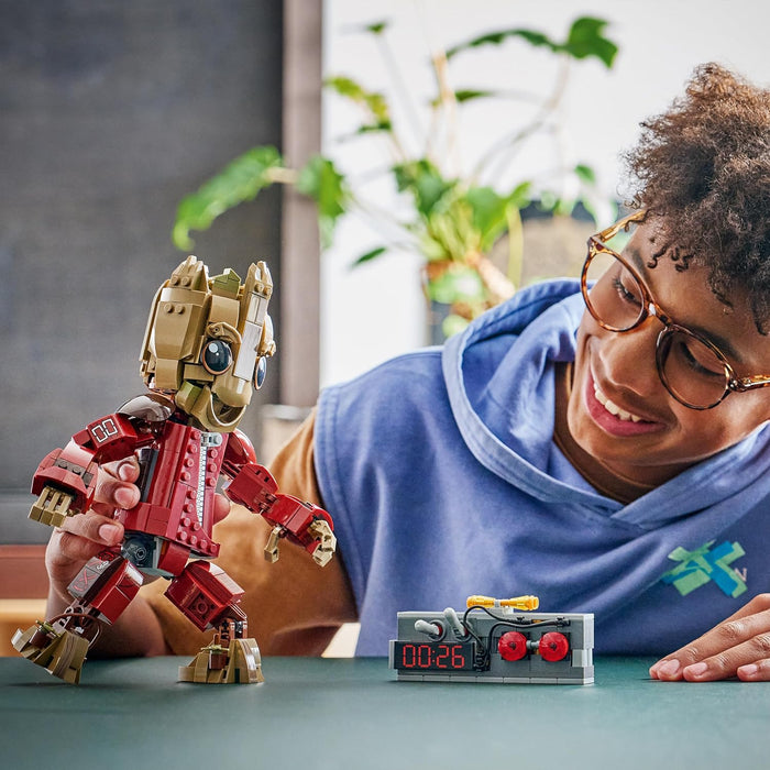 LEGO | Marvel Ravager Jumpsuit Groot Figure - Collectible Superhero Toy - Cute Desk or Bedroom Decor Idea - Birthday Gift for 10+ Year Old Boys & Fans - 76341