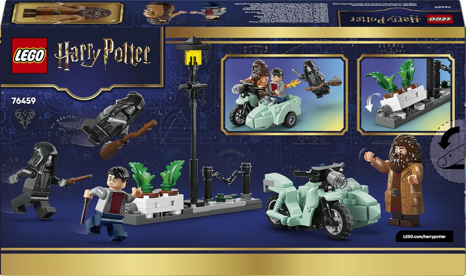LEGO Harry Potter Hagrid & Harry's Privet Drive Escape - Motorbike Toy with 4 Minifigures incl. 2 Death Eaters, plus a Street Scene - Gift for 8+ Year Old Girls, Boys & Fans - 76459