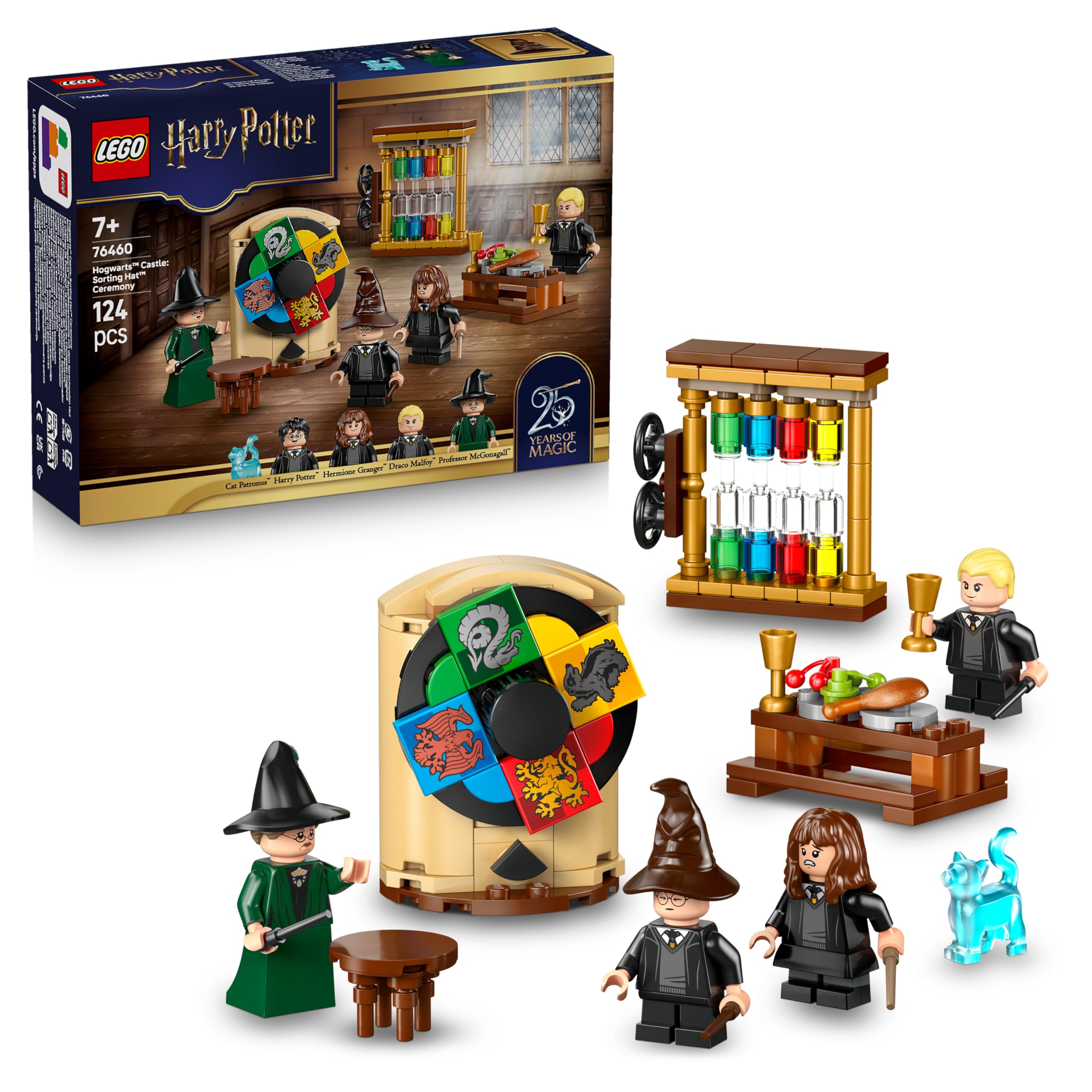 LEGO Harry Potter Hogwarts Castle: Sorting Hat Ceremony Toy - Collectible Patronus, Hermione & Draco Malfoy Minifigures with Wands & a Spinning Wheel - Gift for 7+ Year Old Girls & Boys - 76460
