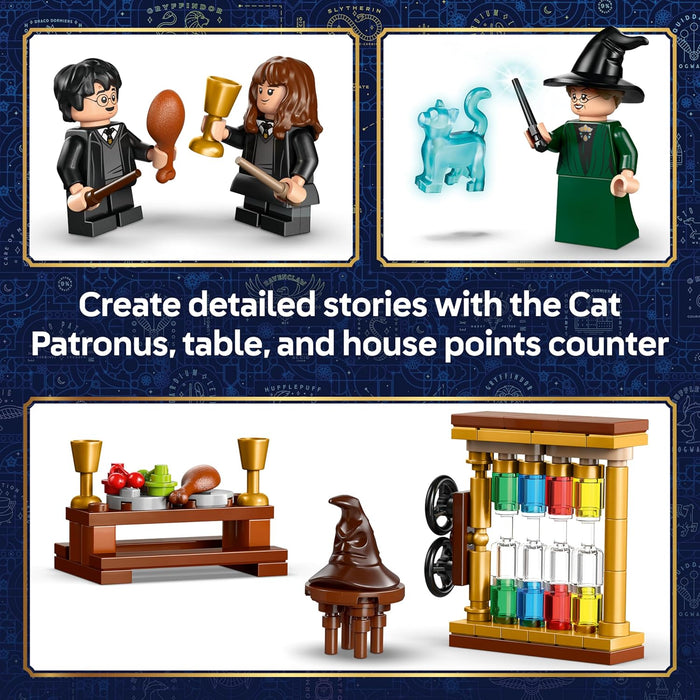 LEGO Harry Potter Hogwarts Castle: Sorting Hat Ceremony Toy - Collectible Patronus, Hermione & Draco Malfoy Minifigures with Wands & a Spinning Wheel - Gift for 7+ Year Old Girls & Boys - 76460