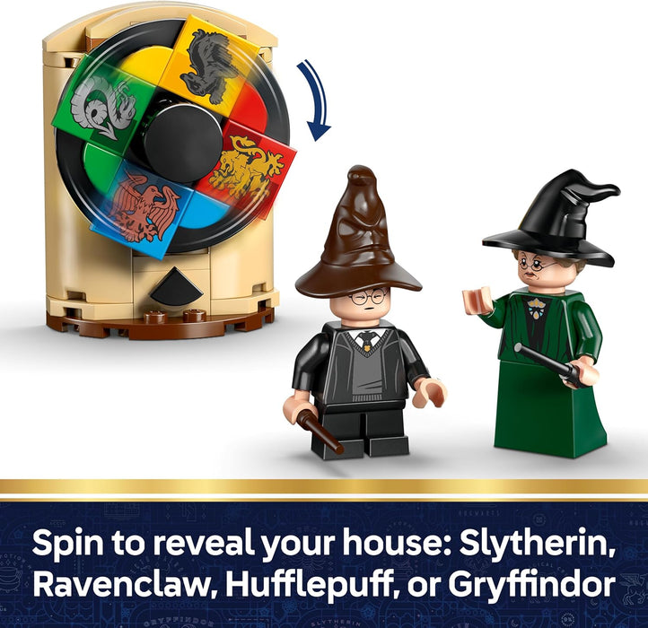 LEGO Harry Potter Hogwarts Castle: Sorting Hat Ceremony Toy - Collectible Patronus, Hermione & Draco Malfoy Minifigures with Wands & a Spinning Wheel - Gift for 7+ Year Old Girls & Boys - 76460