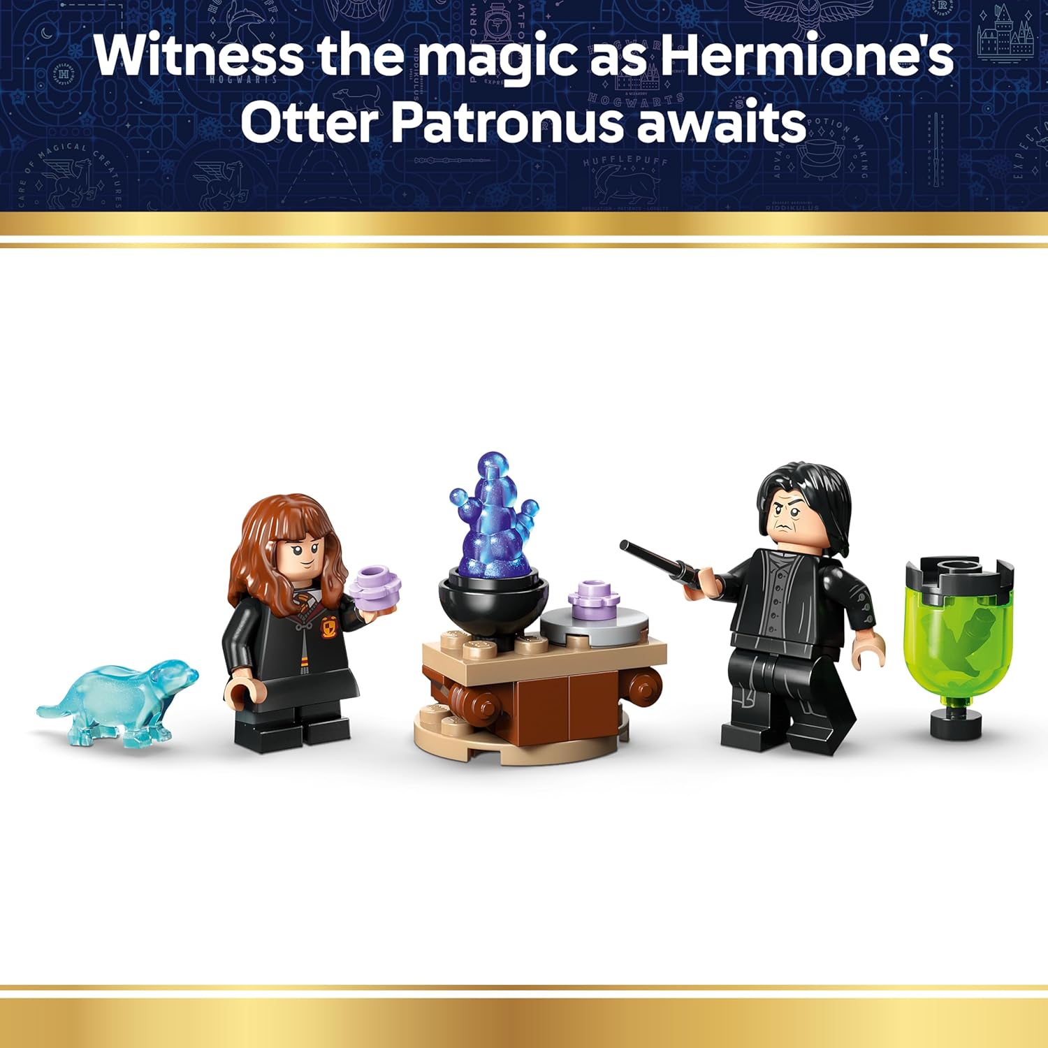 LEGO Harry Potter Cauldron: Secret Potions Classroom Toy - Desk or Bedroom Decor DIY Kit with Collectible Patronus & Hermione & Snape Minifigures - Gift for 10+ Year Old Girls & Boys - 76464