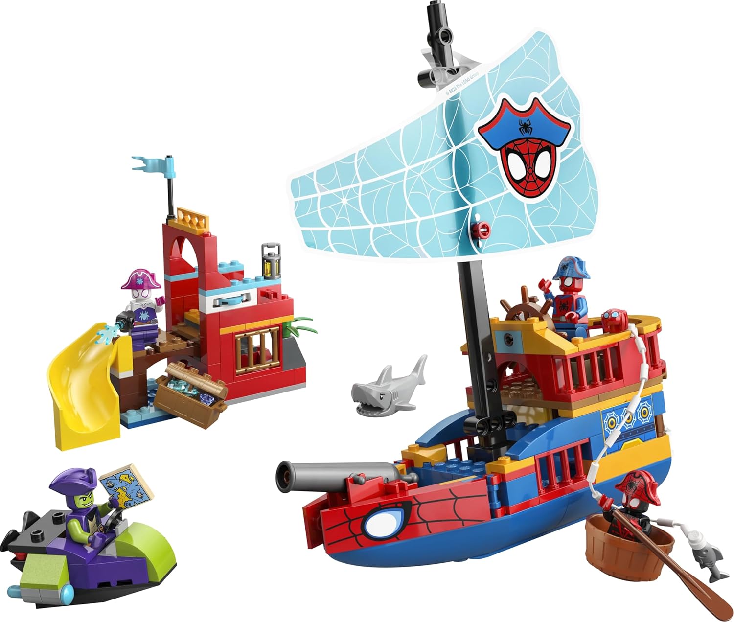LEGO ǀ Marvel Team Spidey Pirate Ship Toy - SuperHero Set w/a Ship Model, 2 Boats & 4 Minifigures - Gift for 4+ Year Old Boys and Fans of the Spidey and his Amazing Friends Show - 11208