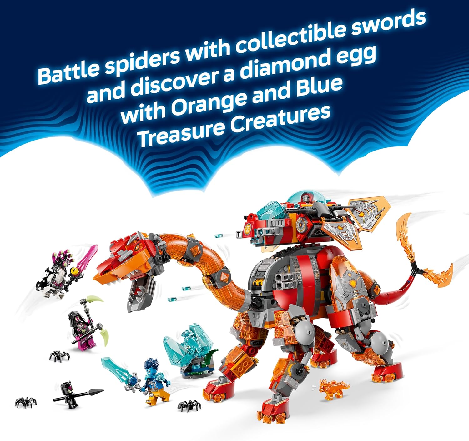 LEGO DREAMZzz 2in1 Dino Jet Toy - Dinosaur Figure Transforms into an Armoured Stegosaurus - incl. 4 Minifigures & 2 Collectible Treasure Creatures - Gift for 9+ Year Old Boys - 71514