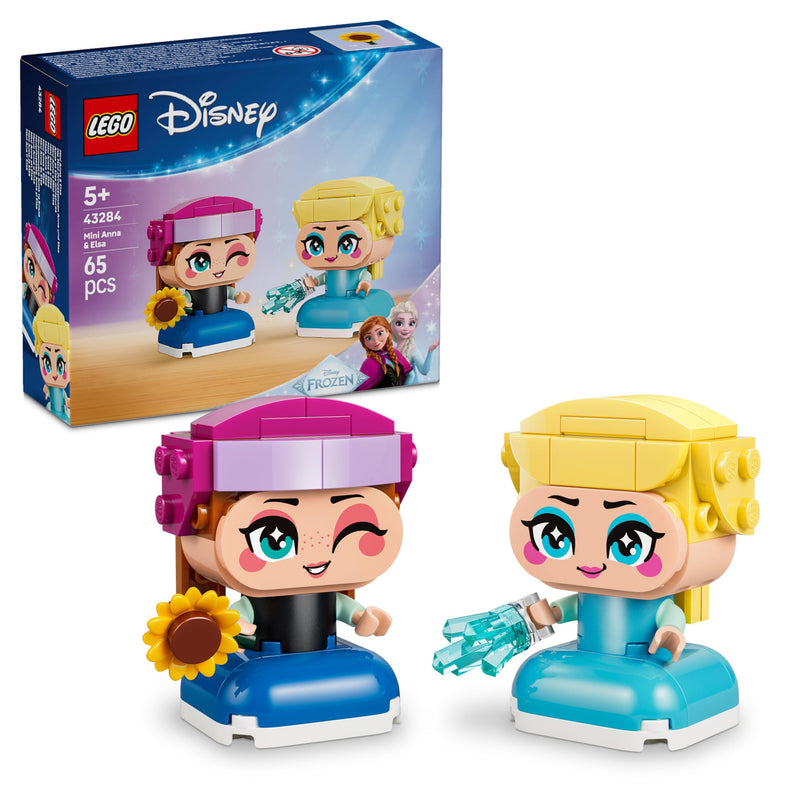 LEGO | Disney Frozen Mini Anna & Elsa Figures - Princess Toy incl. 2 Mini Dolls w/Sunflower & Icebolt Accessories - Small Gift Idea for 5+ Year Old Girls & Fans - 43284