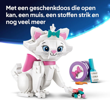 LEGO|Disney The Aristocats Adorable Marie - Toy Cat Animal Figure w/Accessories incl. a Textile Bow - DIY Bedroom Decor - Nostalgic Gift for 7+ Year Old Girls & Fans - 43286