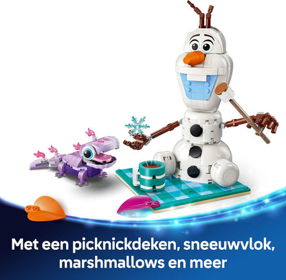 LEGO | Disney Frozen Olaf and Bruni's Picnic Fun Toy - Snowman Figure w/a Picnic Blanket & Accessories - DIY Bedroom Decor - Gift for 7+ Year Old Girls & Fans - 43287