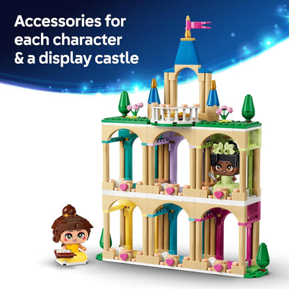 LEGO|Disney Princess Mini Belle & Tiana with Castle Toy - incl. 2 Mini Doll Figures w/Accessories - DIY Display Case - Collectible Gift for 5+ Year Old Girls & Fans - 43291