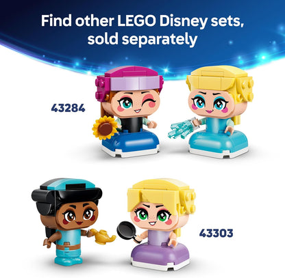LEGO|Disney Princess Mini Belle & Tiana with Castle Toy - incl. 2 Mini Doll Figures w/Accessories - DIY Display Case - Collectible Gift for 5+ Year Old Girls & Fans - 43291