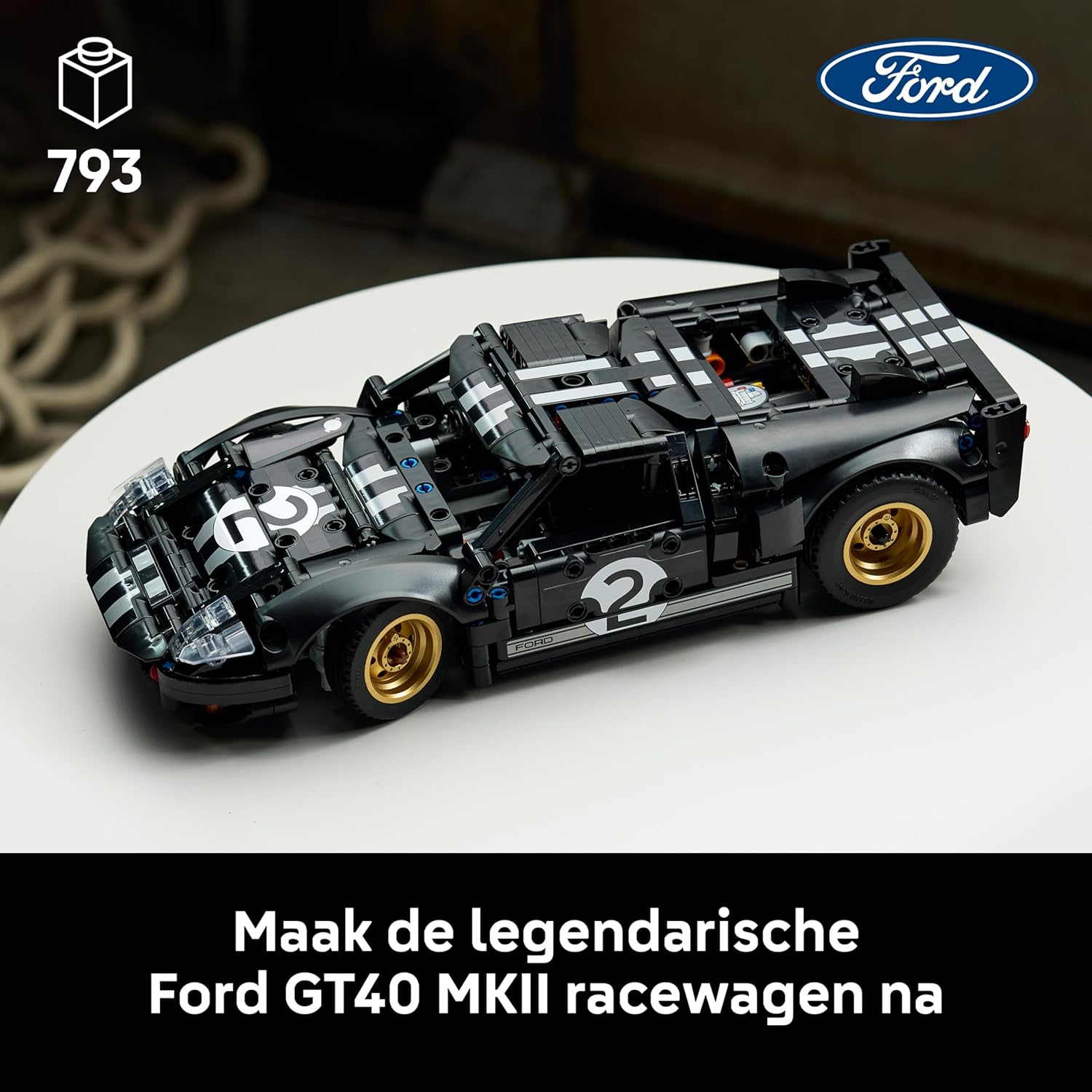 LEGO Technic 1966 Ford GT40 MKII Race Car - Collectible Model Kit for Adults - Engineering Set w/a V8 Engine, Cool Details & Livery - Gift for Motorsport Fans - 42223