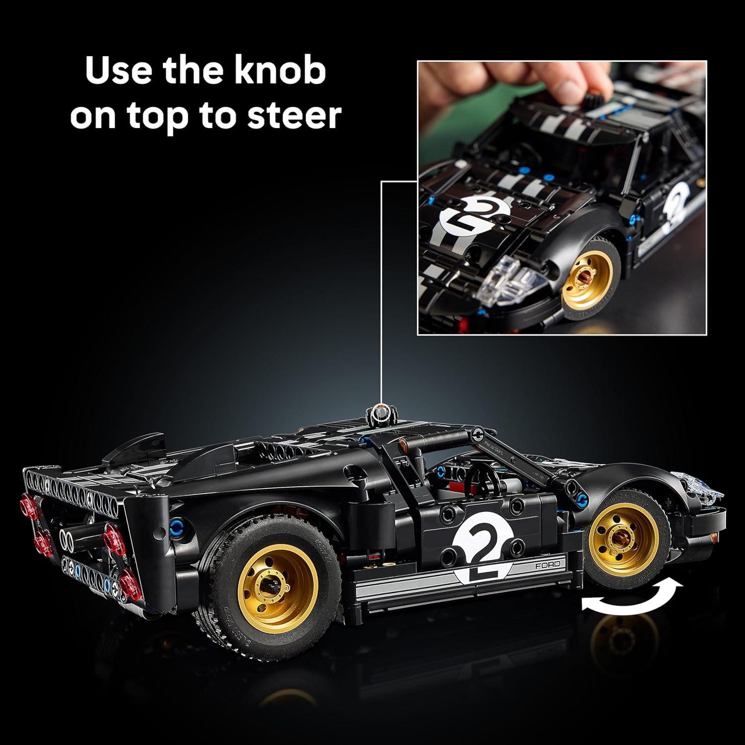 LEGO Technic 1966 Ford GT40 MKII Race Car - Collectible Model Kit for Adults - Engineering Set w/a V8 Engine, Cool Details & Livery - Gift for Motorsport Fans - 42223