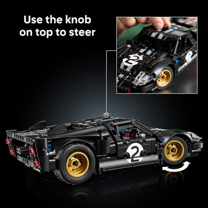 LEGO Technic 1966 Ford GT40 MKII Race Car - Collectible Model Kit for Adults - Engineering Set w/a V8 Engine, Cool Details & Livery - Gift for Motorsport Fans - 42223