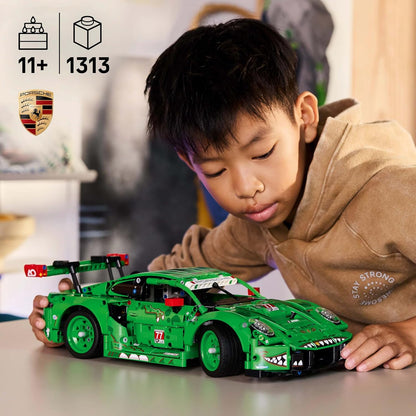 LEGO Technic Porsche 911 GT3 R REXY AO Racing Car Toy - Model Kit w/ 6-Cylinder Engine, Rear-Wheel Drive and Dinosaur Design - Gift for 11+ Year Old Boys & Motorsport Fans - 42224