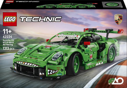 LEGO Technic Porsche 911 GT3 R REXY AO Racing Car Toy - Model Kit w/ 6-Cylinder Engine, Rear-Wheel Drive and Dinosaur Design - Gift for 11+ Year Old Boys & Motorsport Fans - 42224