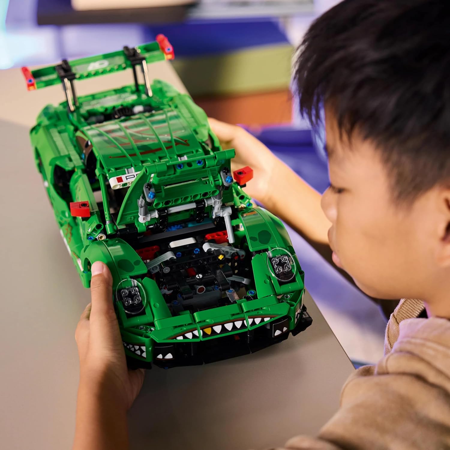 LEGO Technic Porsche 911 GT3 R REXY AO Racing Car Toy - Model Kit w/ 6-Cylinder Engine, Rear-Wheel Drive and Dinosaur Design - Gift for 11+ Year Old Boys & Motorsport Fans - 42224