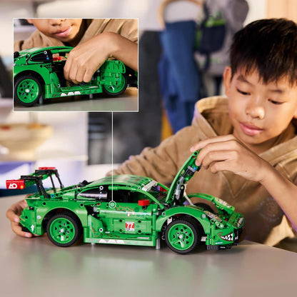 LEGO Technic Porsche 911 GT3 R REXY AO Racing Car Toy - Model Kit w/ 6-Cylinder Engine, Rear-Wheel Drive and Dinosaur Design - Gift for 11+ Year Old Boys & Motorsport Fans - 42224