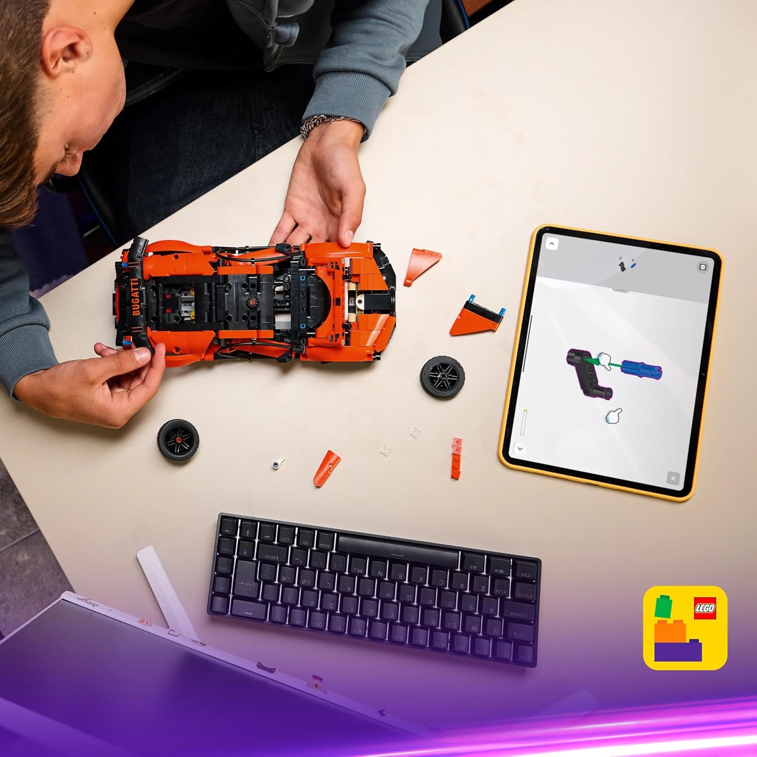 LEGO Technic Bugatti Chiron Pur Sport Hypercar Toy - Race Car Model Kit w/a W16 Engine, Steering & Opening Doors - Gift for 9+ Year Old Boys & Motorsport Fans - 42222