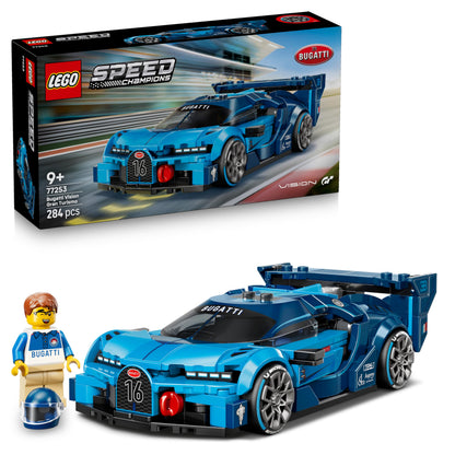 LEGO Speed Champions Bugatti Vision GT Hyper Sports Car Toy - Model Kit w/a Collectible Driver Minifigure - Gaming Gift Idea for 9+ Year Old Boys & Motorsport Fans - 77253