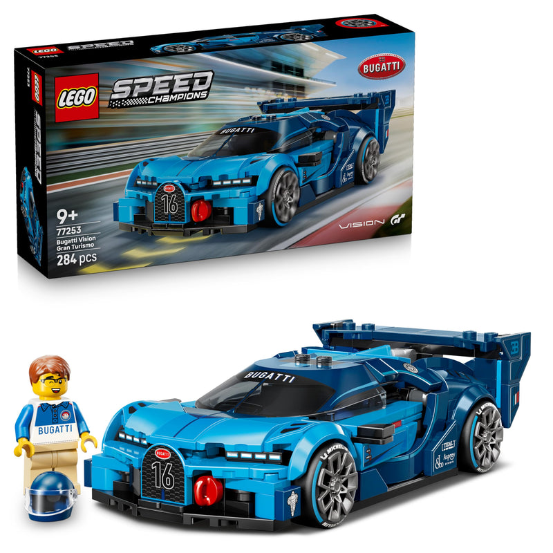 LEGO Speed Champions Bugatti Vision GT Hyper Sports Car Toy - Model Kit w/a Collectible Driver Minifigure - Gaming Gift Idea for 9+ Year Old Boys & Motorsport Fans - 77253