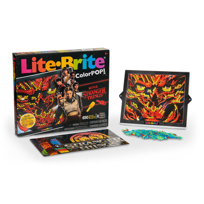 Basic Fun Lite-Brite Colour Pop Stranger Things – Light-Up Creative Toy with 6 Templates, 650 Colourful Pegs & 4 Light Modes – HD Grid Display for Fans & Kids