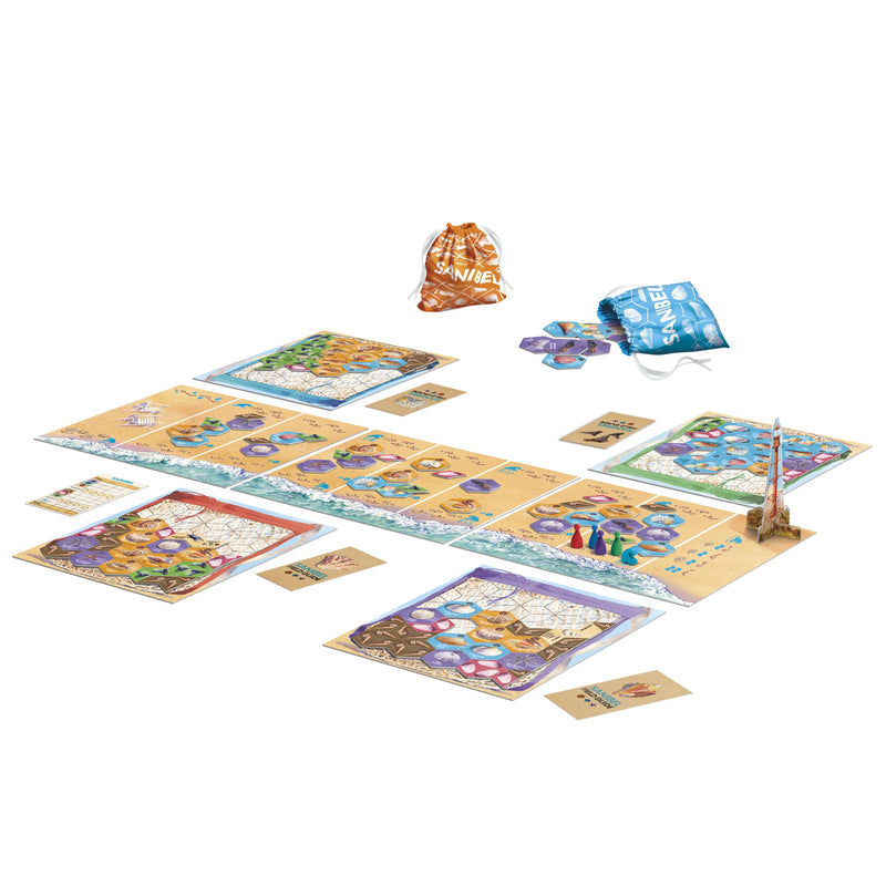 Sanibel Board Game by Elizabeth Hargrave — Relaxing Tile Placement Game About Collecting Shells — Ages 10+ — 2-4 Players — 45 Mins. — Family Games - English Version