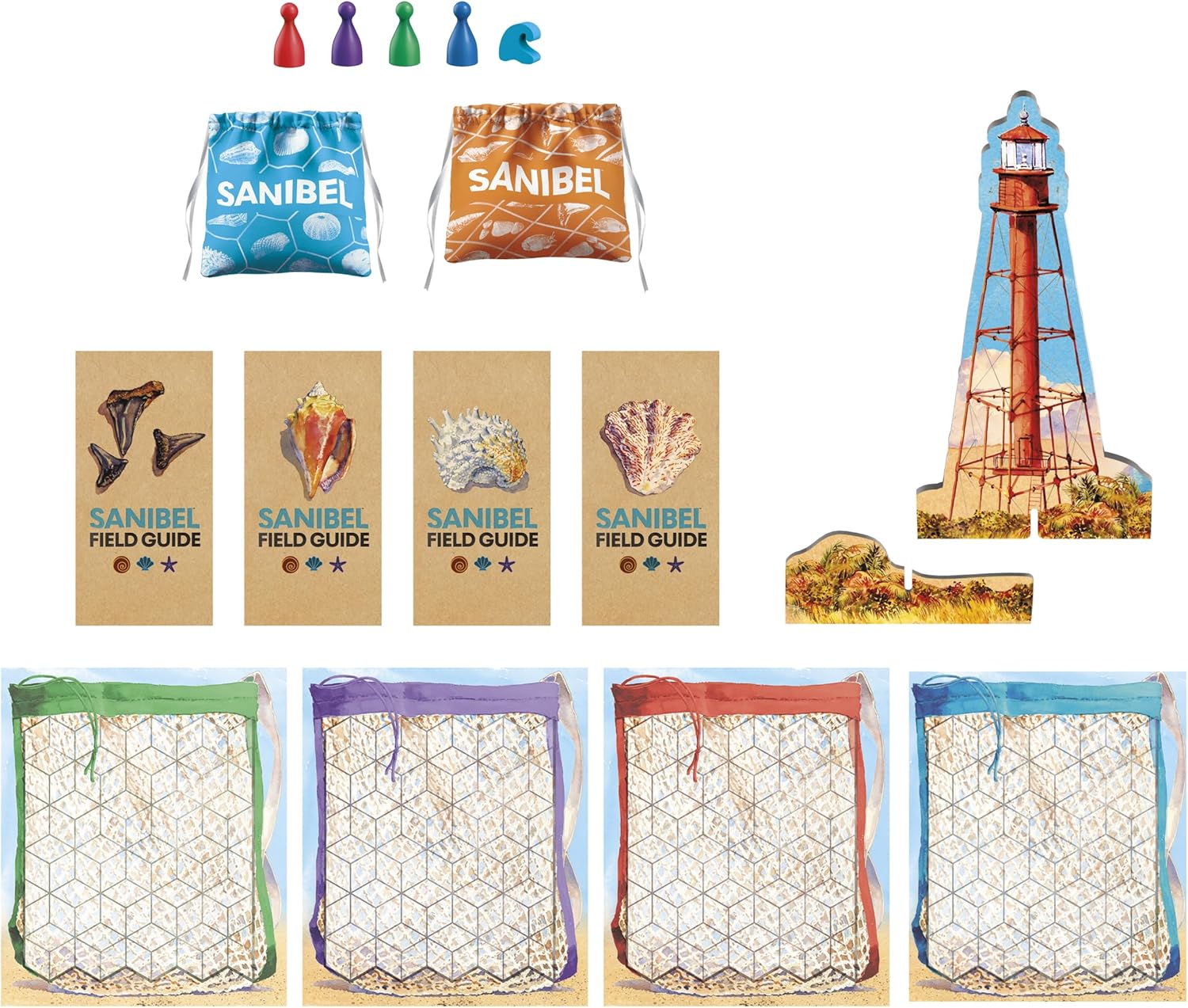 Sanibel Board Game by Elizabeth Hargrave — Relaxing Tile Placement Game About Collecting Shells — Ages 10+ — 2-4 Players — 45 Mins. — Family Games - English Version