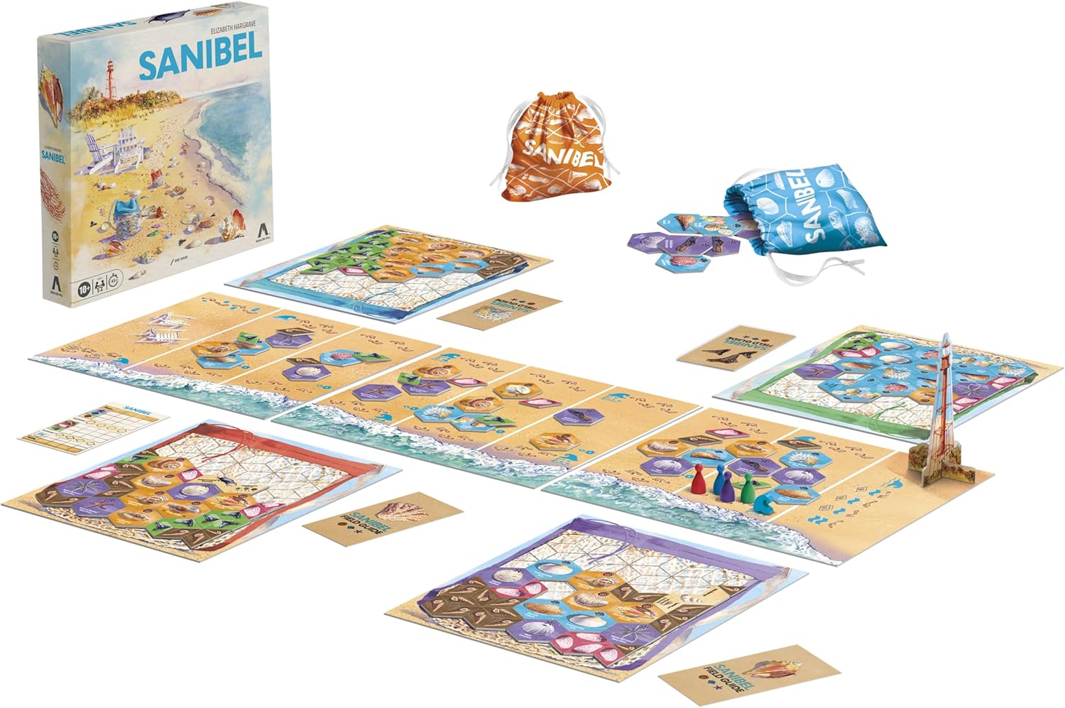 Sanibel Board Game by Elizabeth Hargrave — Relaxing Tile Placement Game About Collecting Shells — Ages 10+ — 2-4 Players — 45 Mins. — Family Games - English Version
